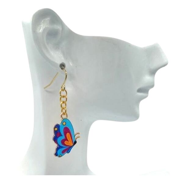 Whimsical Butterfly Dangle Earrings – Boho Festival Everyday Jewelry - Picture 2 of 4